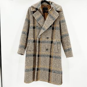 Kendall + Kylie Brown Plaid Double Breasted Trench Coat Women's Size M